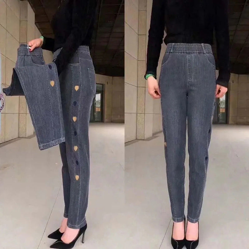 Soraya - Elastic Jeans with Embroidery