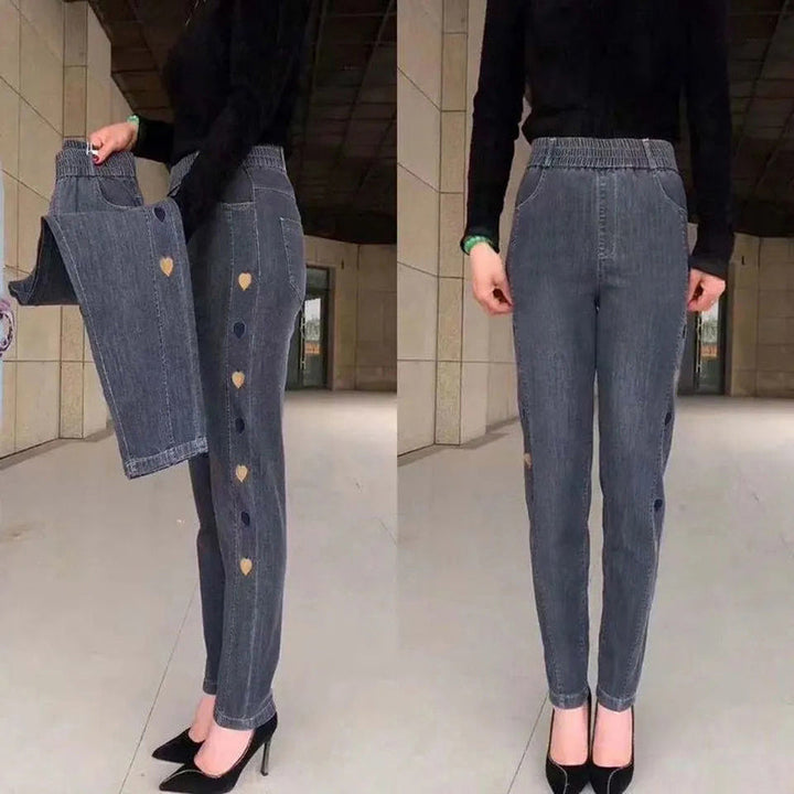 Soraya - Elastic Jeans with Embroidery