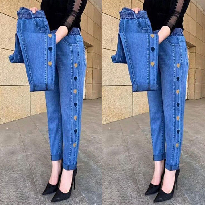 Soraya - Elastic Jeans with Embroidery
