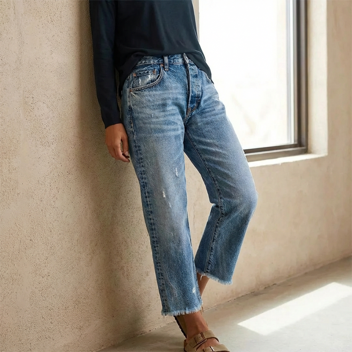 Aberjean - Casual Cropped Denim
