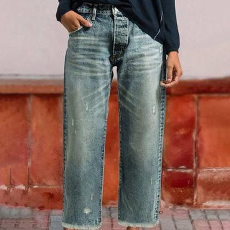 Aberjean - Casual Cropped Denim