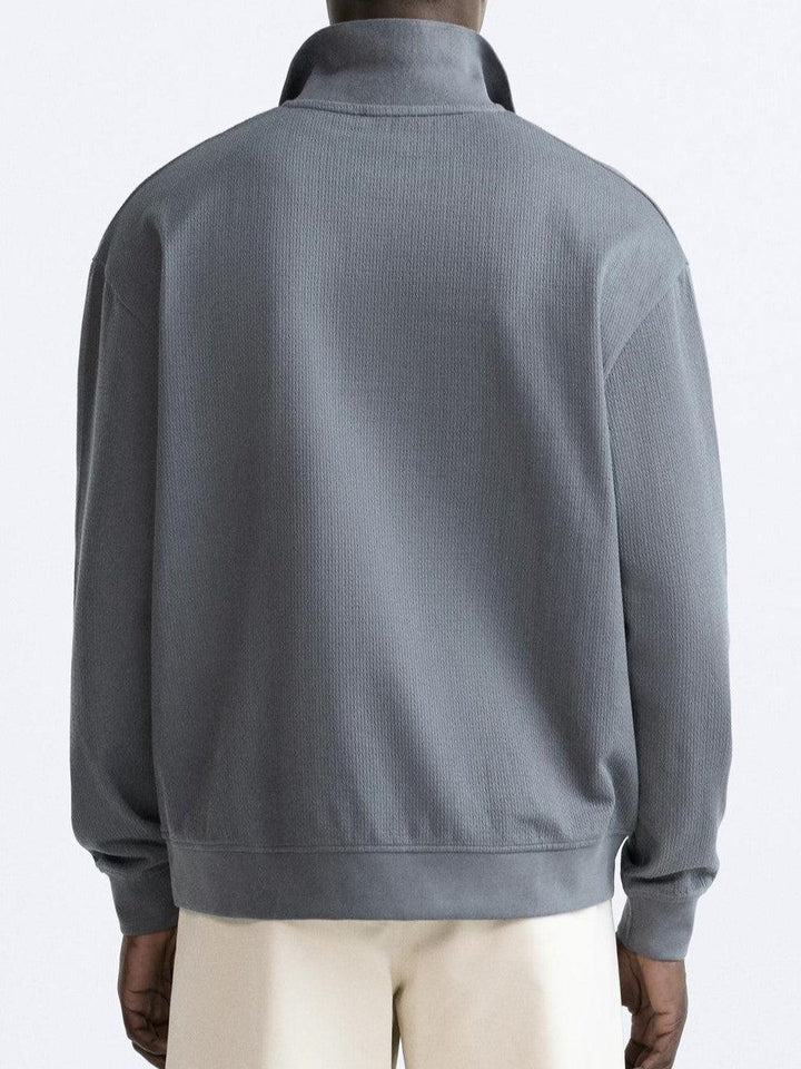 Beige Polo Collar Knit Pullover